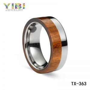 men's tungsten ring with wood inlay