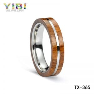 Tungsten wedding bands with wood inlay