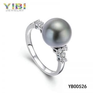 Contemporary brass freshwater pearl wedding ring