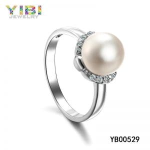 Modern brass bridal ring jewellery with pearl