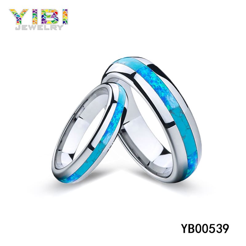 Tungsten opal inlay ring