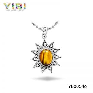 Classic brass tigers eye crystal pendant jewelry