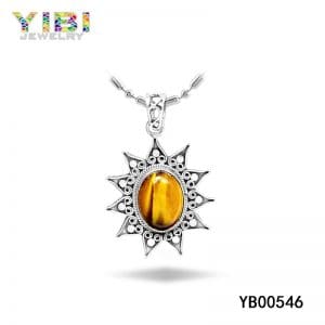 Classic brass tigers eye crystal pendant jewelry