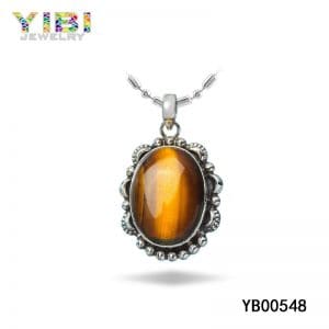 High quality brass pendant jewelry with tiger eye stone