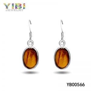 Brass tiger eye earrings