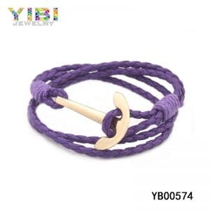 Women’s braided leather bracelet with stainless steel