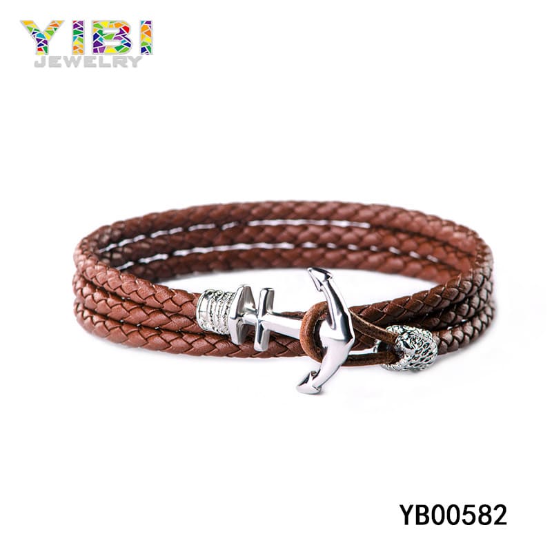 Men's brown leather bracelets, brown leather braceletManufacturer