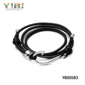 Men’s stainless steel leather rope bracelets