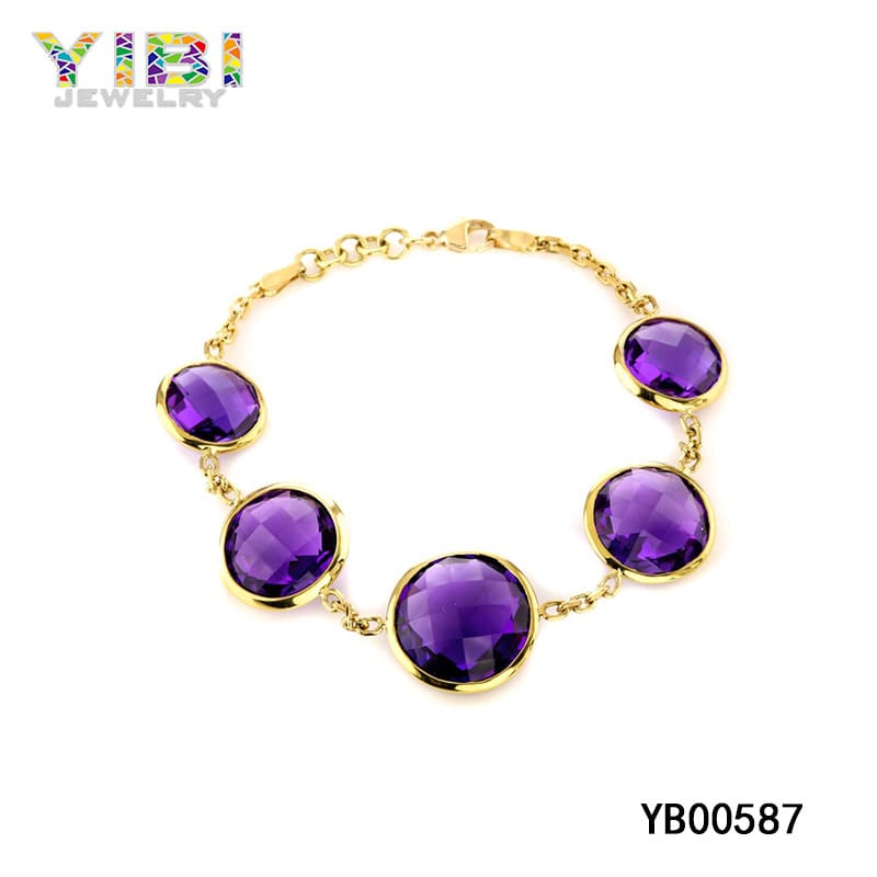 amethyst bracelet gold