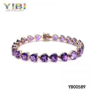 Brass amethyst heart bracelet