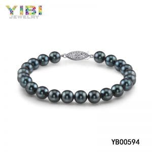 Tahitian pearl bracelet, black pearl bracelet