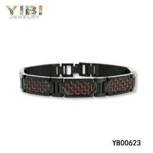 Men’s unique black ceramic carbon fiber jewellery bracelet