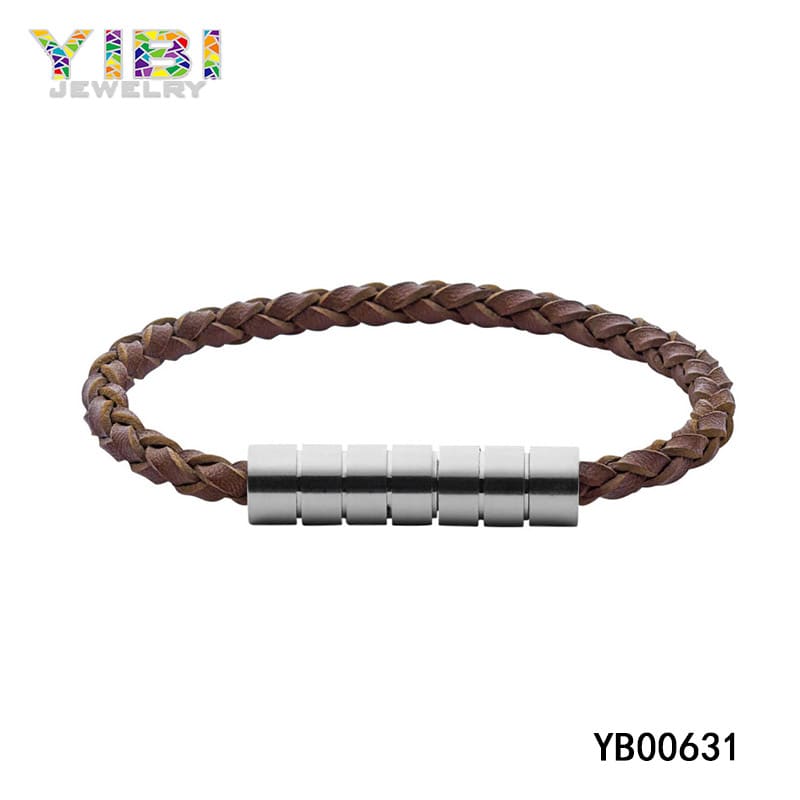 stainless steel leather bracelet