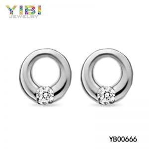 Women’s stainless steel earrings with cz inlay