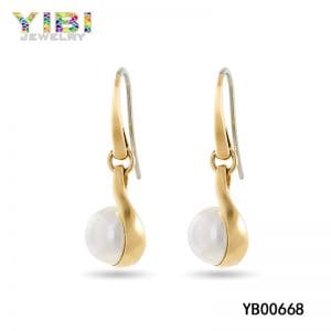 Surgical stainless steel pearl earrings with gold plated