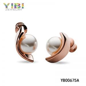 316L Stainless Steel Earrings With Freshwater Pearl Inlay