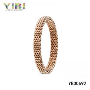 Rose Gold Plated Stainless Steel Mesh Ring
