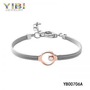 Women’s stainless steel bracelets with cubic zirconia inlay