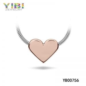 Rose gold plating women stainless steel heart necklace