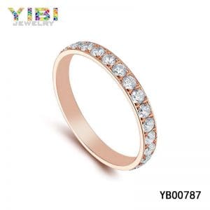 Rose gold plating women titanium cz wedding rings