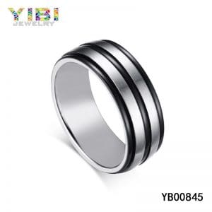 Men's brushed titanium wedding bands