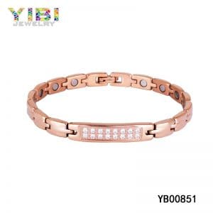 Rose Gold Plated Titanium Cubic Zirconia Bracelet