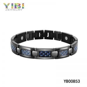 Black Plated Men Titanium Carbon Fiber Bracelet