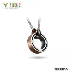 Cubic Zirconia Inlay Classic Mens Titanium Necklace