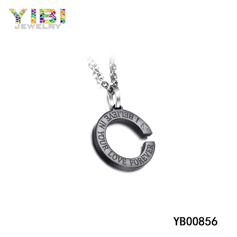 Engraved black titanium necklace