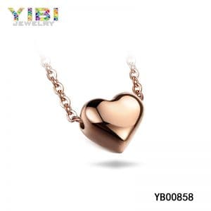 Rose Gold Plated Pretty Titanium Heart Necklace