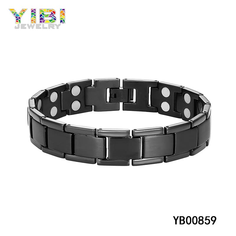 Men black titanium bracelet