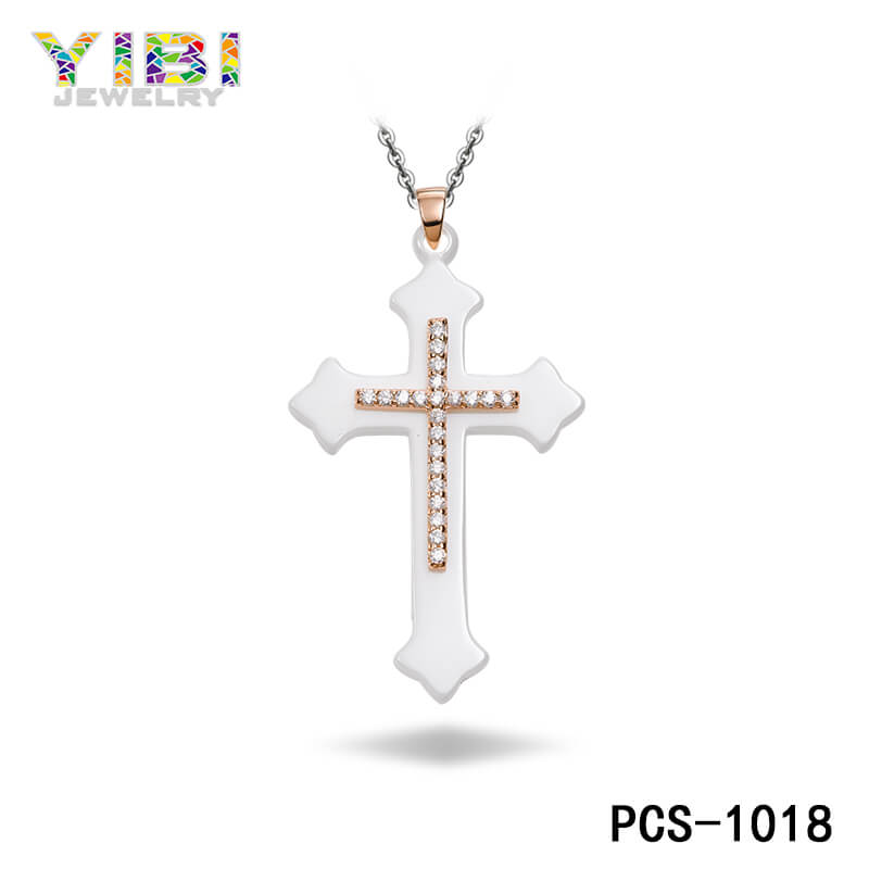 ceramic christian cross necklace