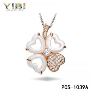 ceramic silver heart necklace