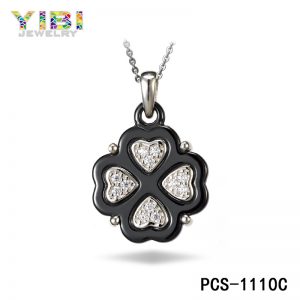 Fancy ceramic silver jewellery with cz inlay