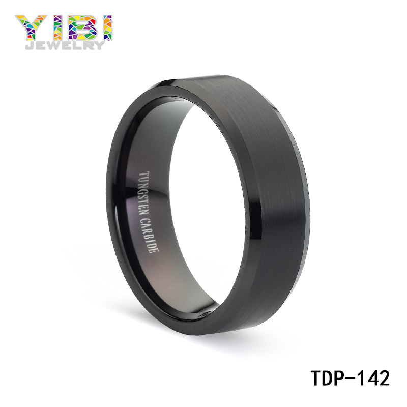 brushed black tungsten wedding bands