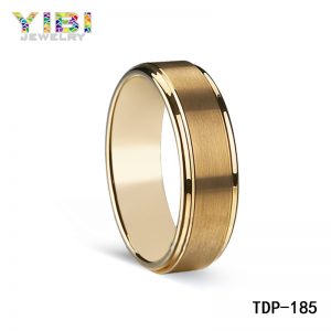Gold plated men brushed tungsten wedding bands