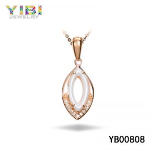 Rose Gold Plated Ceramic Silver Jewelry with CZ Inlay