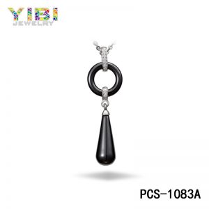 Classic Black Ceramic Necklace with CZ Inlay