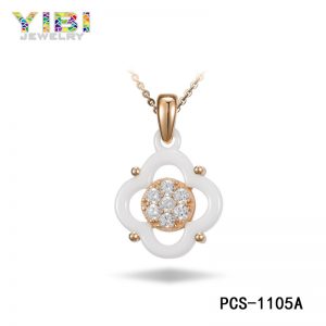 Ceramic Cubic Zirconia Pendant with Rose Gold Plated