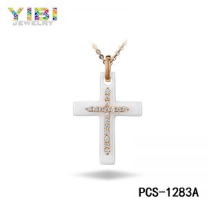 Ceramic Silver Cross Jewellery with CZ Inlay