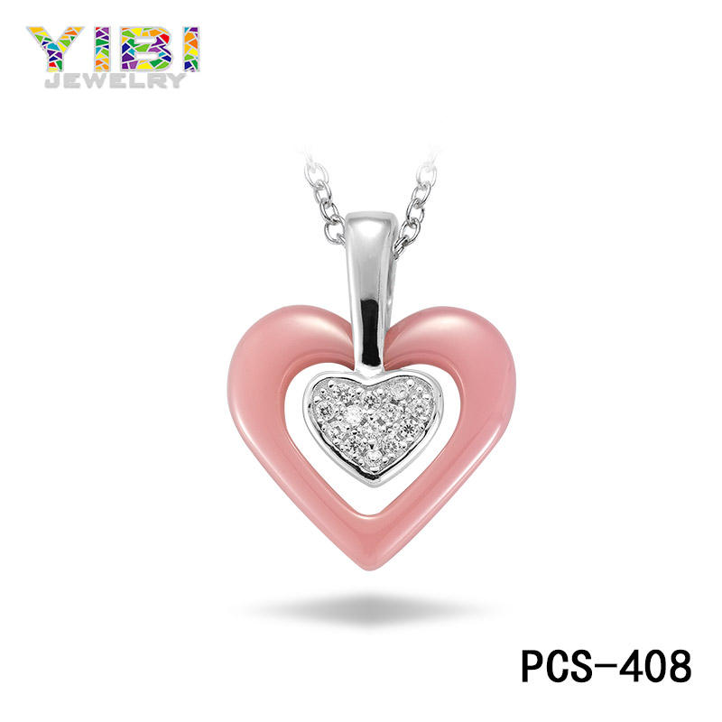 pink ceramic heart necklace
