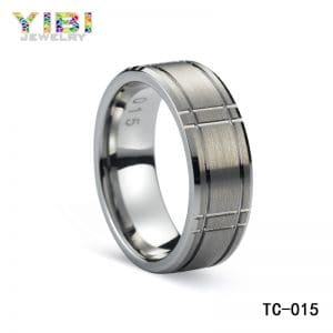 Brushed tungsten carbide wedding rings