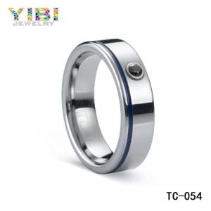 Tungsten cz wedding rings with blue plated