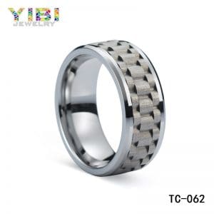 Personalized men brushed tungsten wedding bands