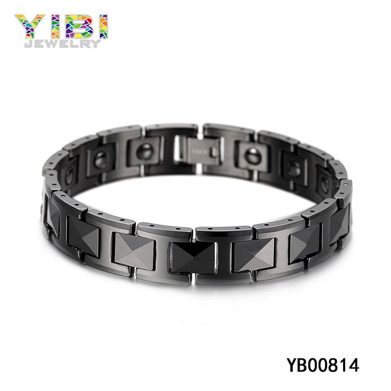 Mens black sales tungsten bracelet