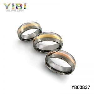 High quality titanium wedding band with gold inlay