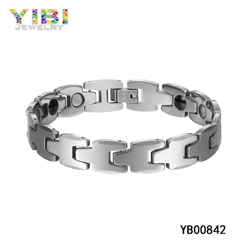 Tungsten carbide men's link bracelet-