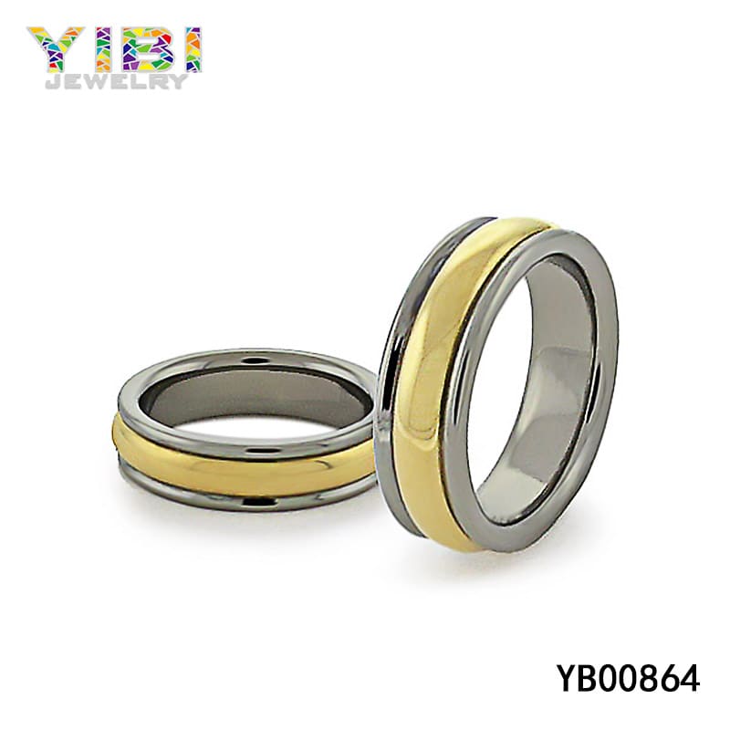 titanium wedding ring with gold inlay