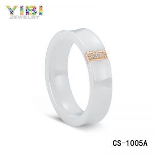 Rose Gold Plated High Quality Ceramic CZ Ring