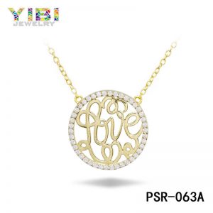 Round Women Gold Plated Brass CZ Necklace